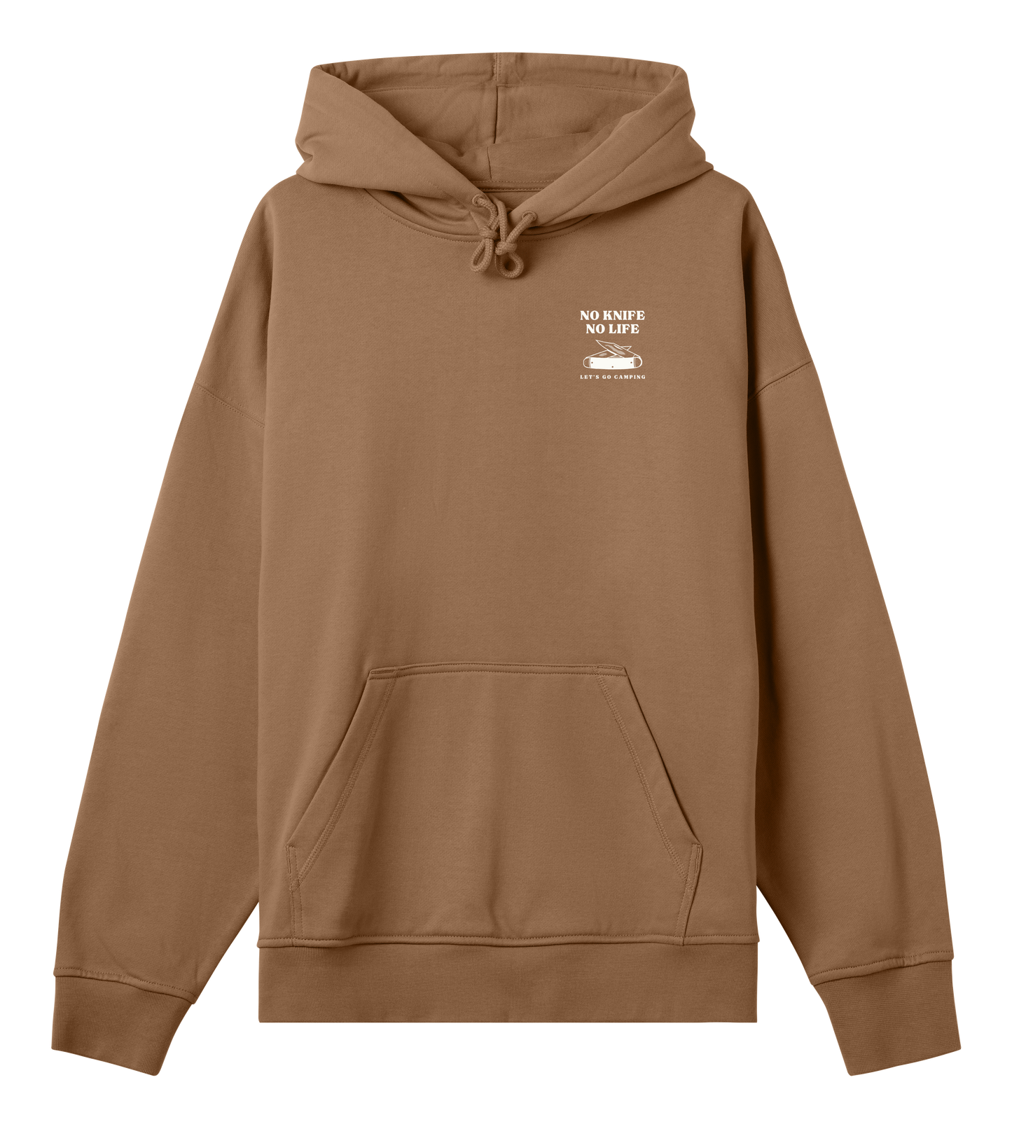'No Knife No life' Men's Boxy Hoodie - Toffee Brown