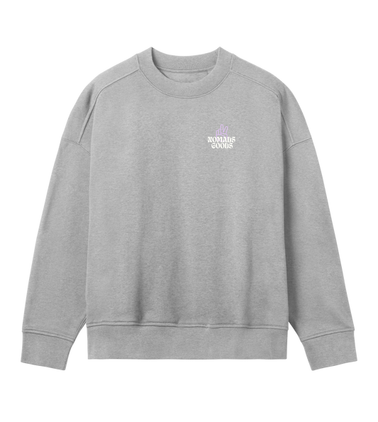 'Peace Out' Women's Oversized Sweater - Grey Melange
