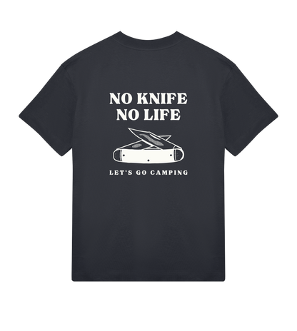 'No Knife No Life' Men's Boxy Tee - Off Black